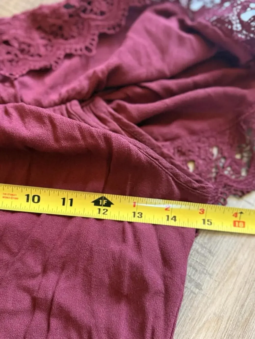 Wet Seal Off The Shoulder Crochet Top Burgundy Vintage Sz M